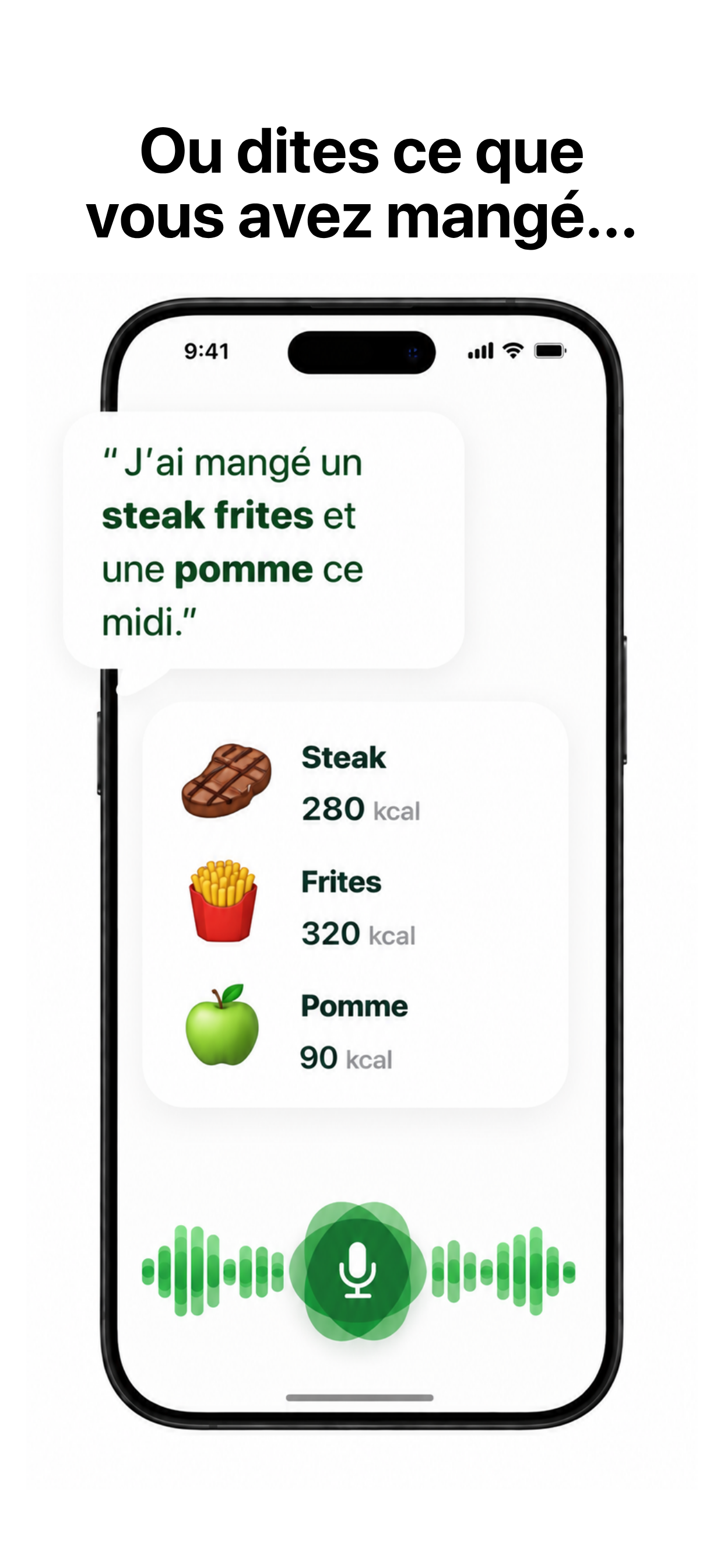 Dicter un repas dans Nutrily